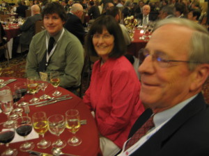 Robert Lowery and Jeanne Hunt from Silver Leaf Vineyard in Missouri enjoy the Gala Dinner with their son.