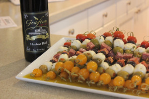 Grafton Winery & Brewhaus paired their Harbor Red (Cabernet, Zinfandel & Syrah blend) with marinated kabobs.