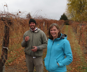 John Thull,  vineyard manager and Katie Cook, enology project leader, The University of Minnesota
