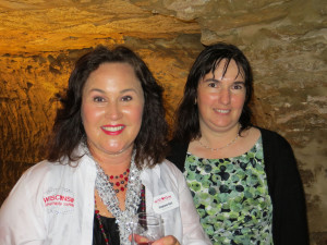 Stephanie Klett, Secretary of the Wisonsin Dept. of Tourism and Julie Coquard of Wollersheim Winery who both deserve kudos for agreeing to be photographed after a rainstorm. 