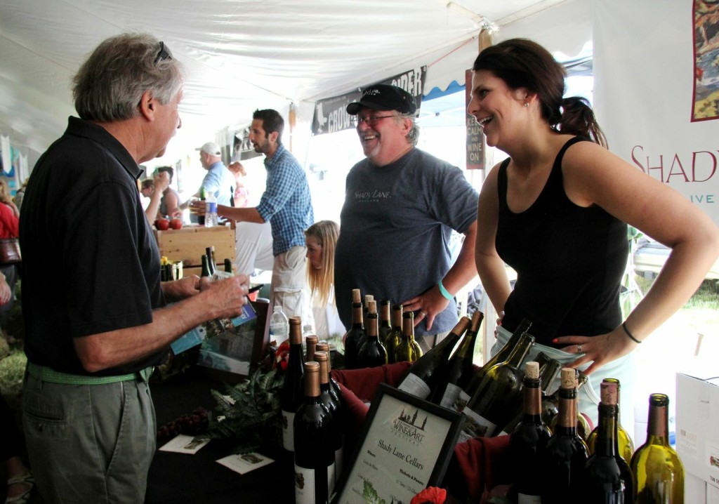 Despite the record crowd, festival-goers had plenty of chances to chat with wine pourers and experienced winemakers like Adam Satchwell, pictured here at the Shady Lane Cellars booth. 