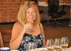 Jennifer Stanton of Wine by Jennifer judging at the Mid-American Wine Competition 