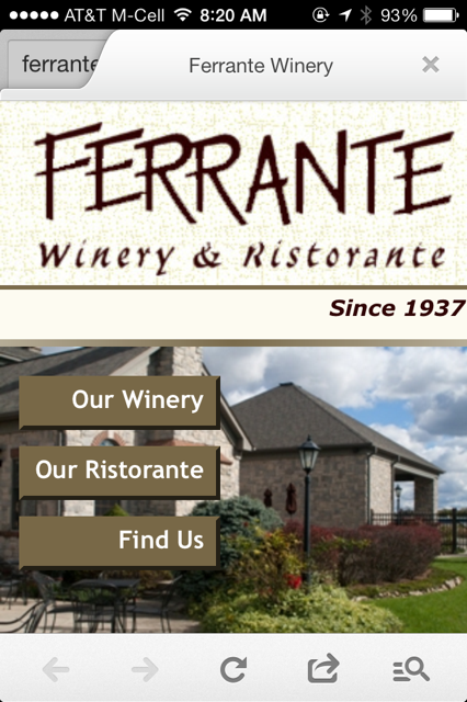 Ferrante Winery Mobile Website