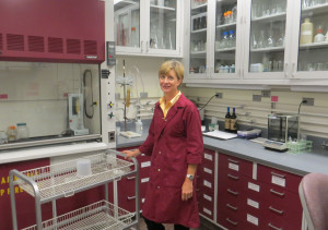 Jill Blume in the Purdue wine lab