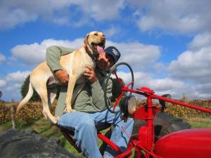 Hickory Creek Winery's Labrador, Kia with owner, Eric  Wagner (courtesy winery) 