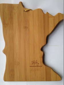 Placing logos discretely on merchadise- like this cutting board- appeals to upscale consumers.