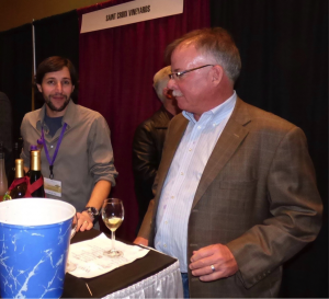 Martin Polignioli (winemaker) and owner Paul Quast sample some of Saint Croix Vineyards award winning wines. 